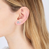 TWO DIAMONDS MINI LOOP SINGLE EARRING