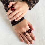 STUDDED BABY VINE RING IN OXBLOOD