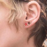 BABY HEART SINGLE EARRING IN RED