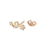 TWO DIAMONDS MINI LOOP SINGLE EARRING