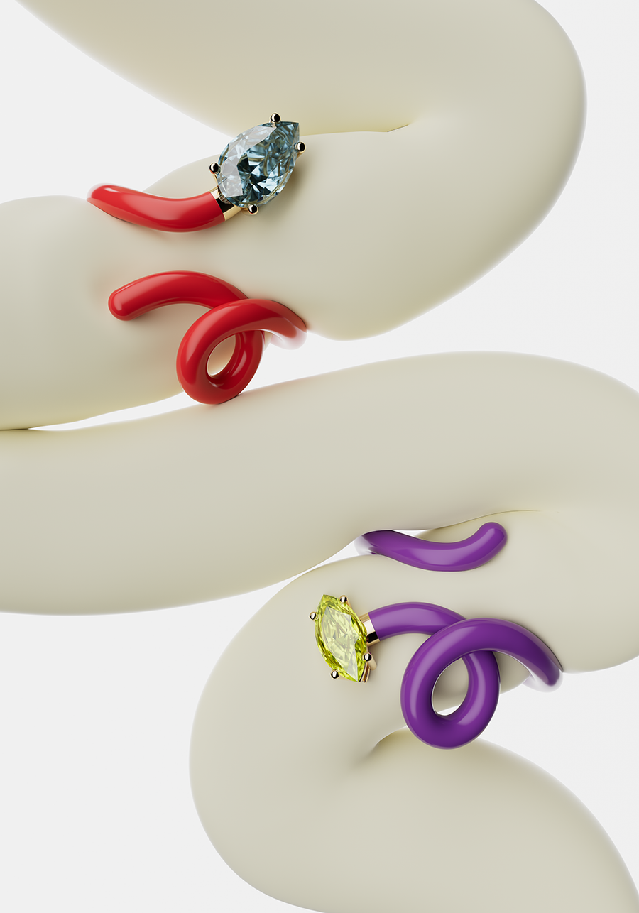 BABY VINE TENDRIL RING IN RED