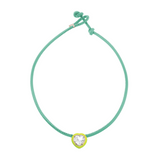 POP CHOKER ~ WITH HEART IN CANDY SETTING IN LIME GREEN