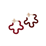 2 TONE FLOWER EARRINGS ~ IN BURGUNDY AND CHERRY CHOCOLATE