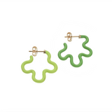 2 TONE FLOWER EARRINGS ~ IN LIME AND GREEN