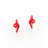 MINI LOOP HUGGIES EARRINGS ~ IN RED