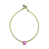 POP CHOKER ~ WITH HEART IN CANDY SETTING IN PINK