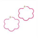 2 TONE LARGE FLOWER POWER EARRINGS IN BUBBLEGUM PINK AND AZALEA