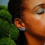 FLOWER STUD EARRINGS IN BABY BLUE