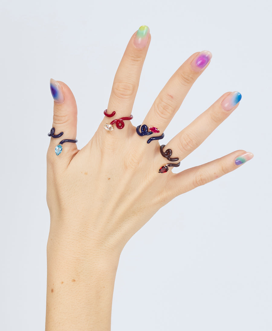 BABY VINE TENDRIL RING IN DARK NAVY