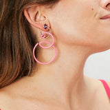 DOUBLE CURL VINE EARRINGS ~ IN PINK