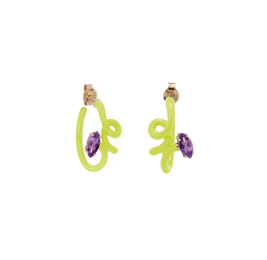 BABY VINE EARRINGS IN LIME GREEN