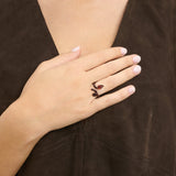 BABY VINE RING ~ IN CHERRY CHOCOLATE WITH DROP CUT GARNET