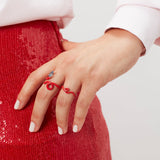 WAVE STACKING RING ~ IN RED