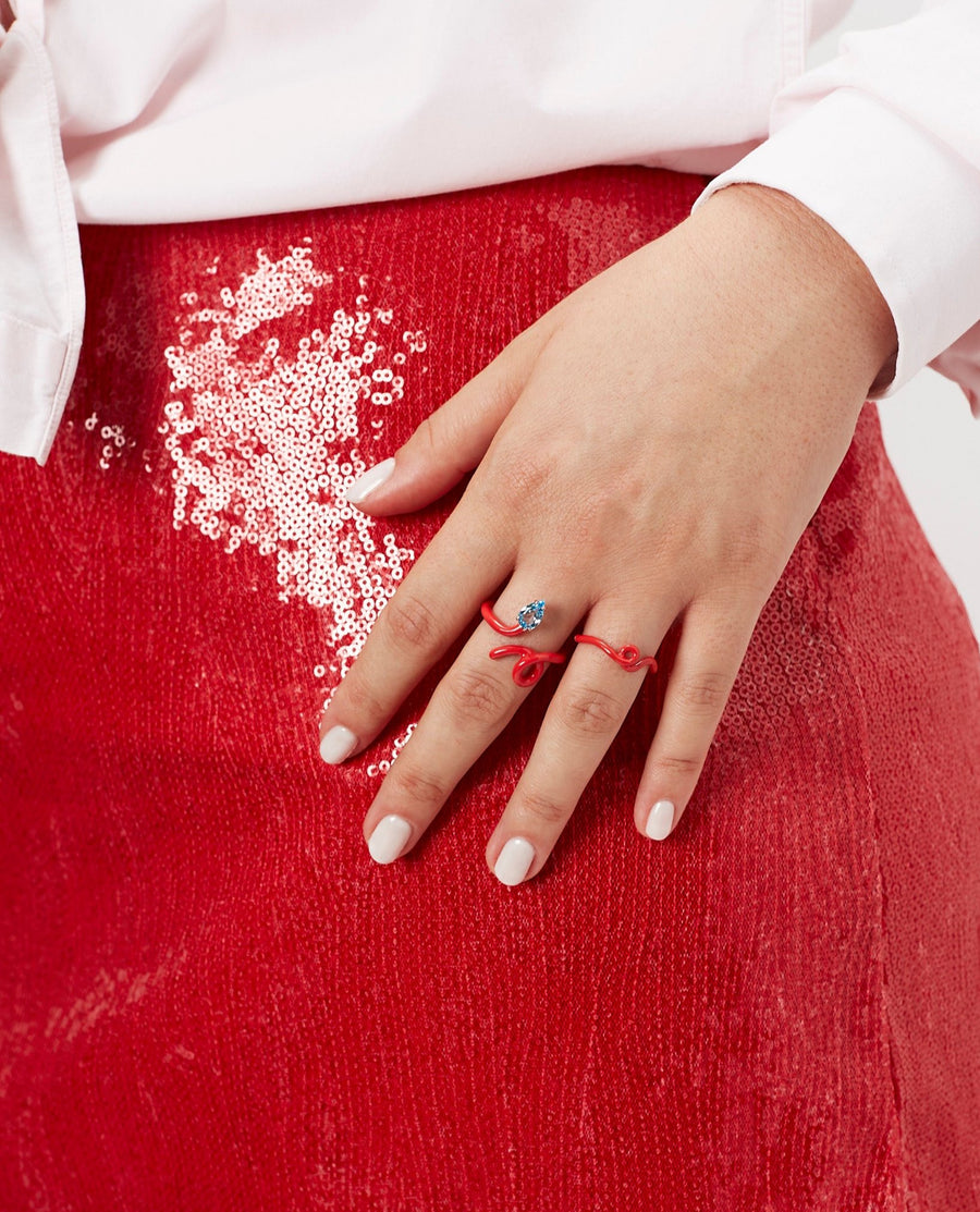 RED WAVE STACKING RING