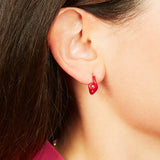 MINI LOOP HUGGIES EARRINGS ~ IN RED