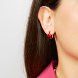 MINI LOOP HUGGIES EARRINGS ~ IN RED