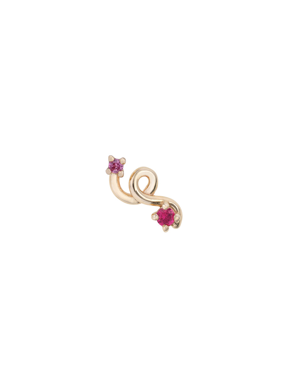 TWO STONE MINI LOOP SINGLE EARRING IN PURLPE REDS