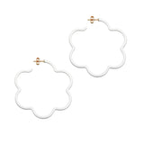 2 TONE LARGE FLOWER POWER EARRINGS IN WHITE