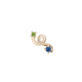 TWO STONE MINI LOOP SINGLE EARRING ~ IN GREEN BLUES