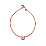 POP CHOKER ~ WITH SQUARE IN CANDY SETTING IN RED