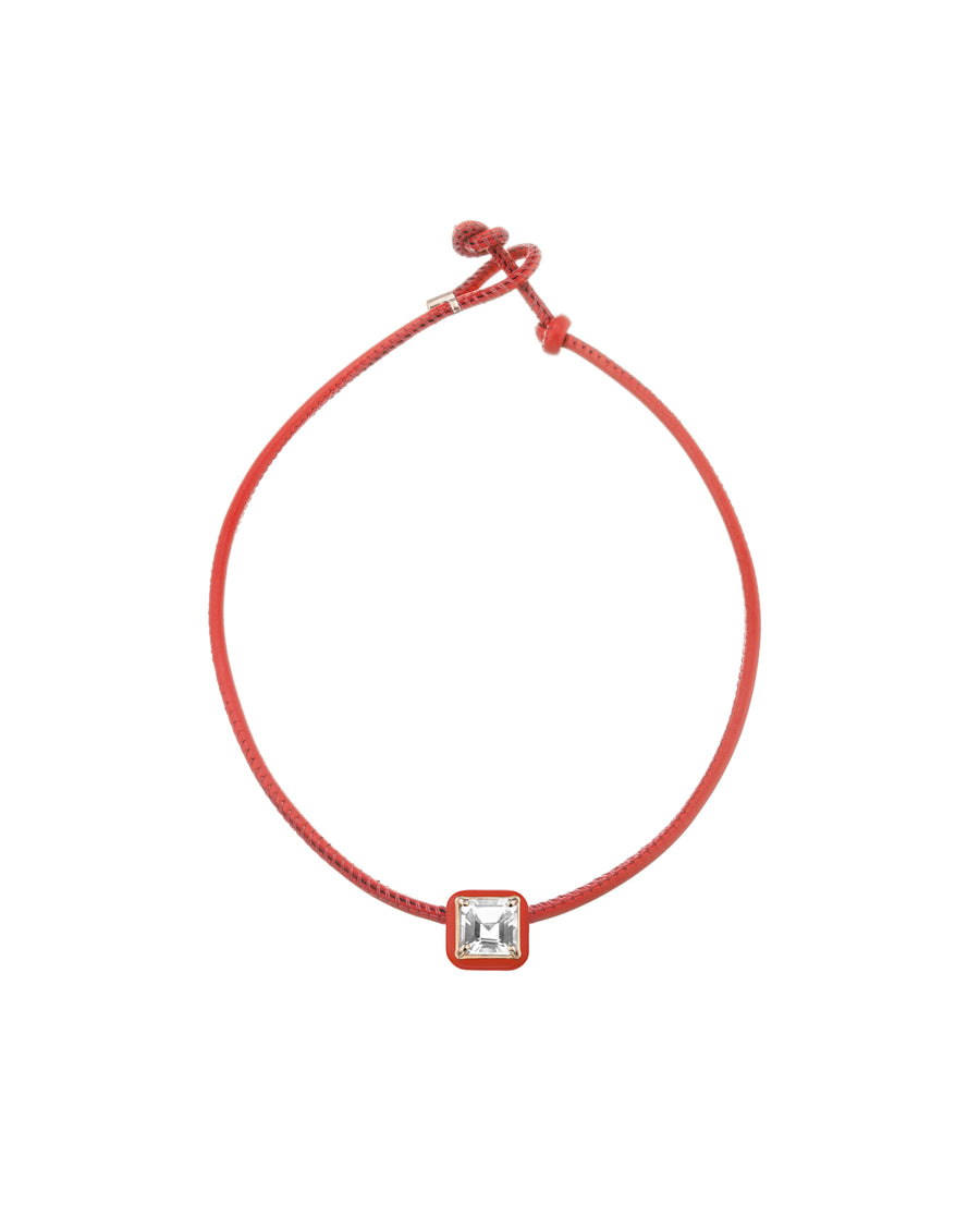 POP CHOKER WITH SQUARE IN CANDY SETTING IN RED