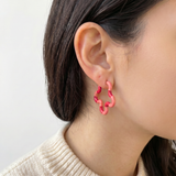 2 TONE FLOWER EARRINGS ~ IN PINK AND AMARENA