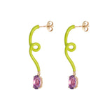 OVAL VINE PENDANT EARRINGS ~ IN LIME GREEN