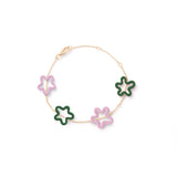 FOUR FLOWER BRACELET IN PINK AND GREEN