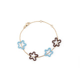 FOUR FLOWER BRACELET IN BABY BLUE AND CHERRY CHOCOLATE