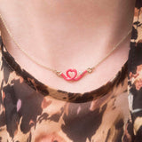BABY HEART DIAMOND NECKLACE IN RED