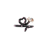 BABY VINE HEART RING IN BLACK with white and pink polka dots