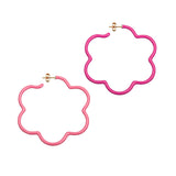 2 TONE LARGE FLOWER POWER EARRINGS LIGHT PINK AND HOT PINK