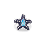STUDDED STELLA RING IN NAVY BLUE