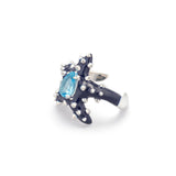 STUDDED STELLA RING IN NAVY BLUE