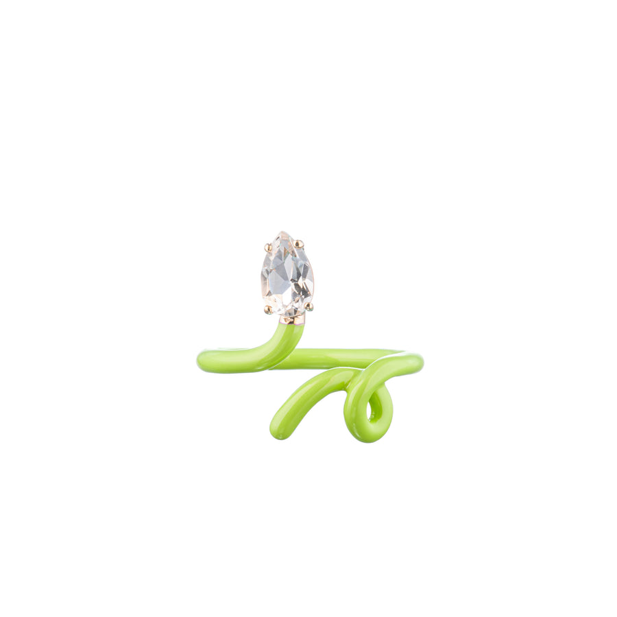 BABY VINE TENDRIL RING IN LIME GREEN