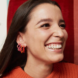 2 TONE FLOWER EARRINGS ~ IN RED AND JAPANESE ORANGE