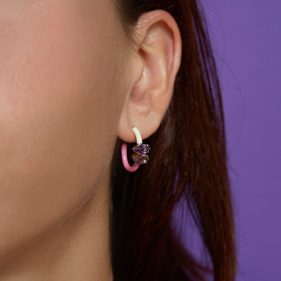 MARQUISE CUT VINE HOOPS IN PANNA AND BUBBLEGUM PINK