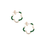 B MINI GOLD AND EMERALD GREEN EARRINGS