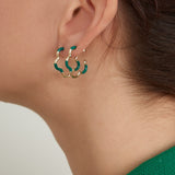 B MINI GOLD AND EMERALD GREEN EARRINGS