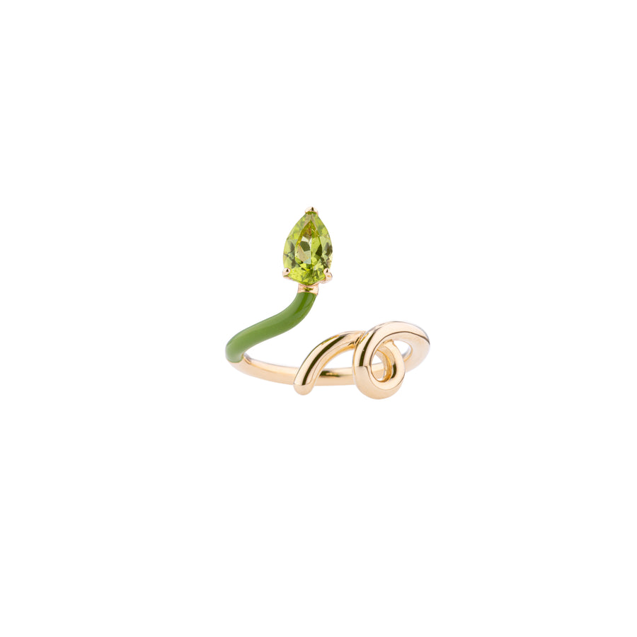 B HALF RING IN GOLD AND GREEN
