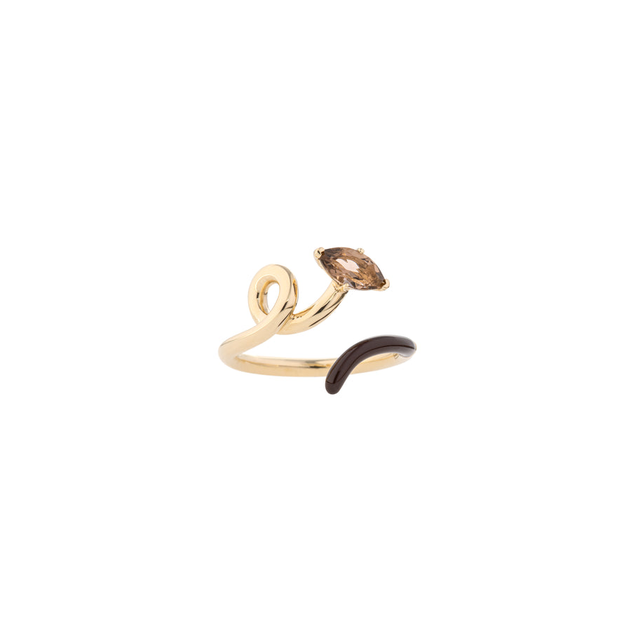 B HALF RING IN GOLD AND CHOCOLATE
