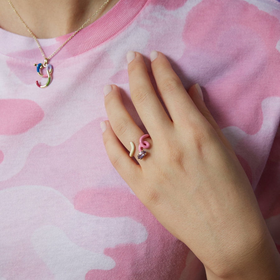 B VINE RING IN PINK AND PANNA