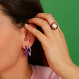 2 TONE FLOWER EARRINGS ~ IN LAVENDER AND PURPLE