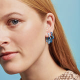 2 TONE FLOWER EARRINGS ~ IN TURQUOISE AND BABY BLUE