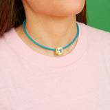 POP CHOKER ~ WITH OCTAGON IN CANDY SETTING IN YELLOW