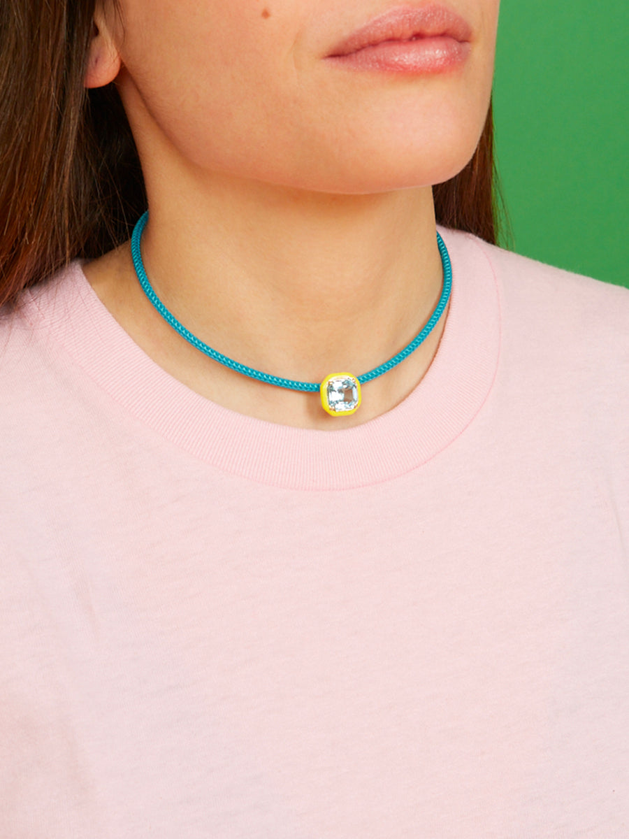 POP CHOKER WITH OCTAGON IN CANDY SETTING IN YELLOW