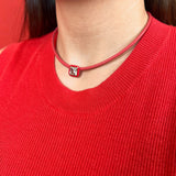 POP CHOKER ~ WITH SQUARE IN CANDY SETTING IN RED