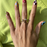 GOLD BABY VINE RING WITH MARQUISE CUT DIAMOND