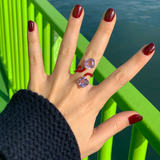 DOUBLE OCTAGON RING ~ IN BURGUNDY