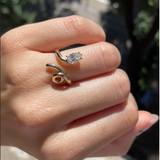 GOLD BABY VINE RING WITH PEAR CUT DIAMOND